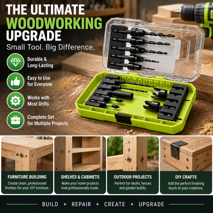 🛠️ Countersink Drill Bit Set – Create Professional Flush Screw Finishes For DIY Woodworking Projects