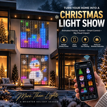 ✨ Smart LED Curtain Lights – Animated Holiday Display with App Control & Music Sync