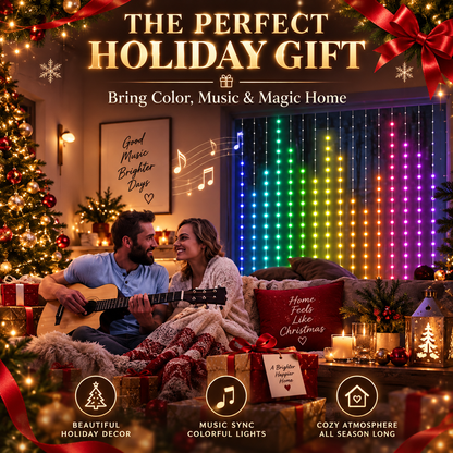 ✨ Smart LED Curtain Lights – Animated Holiday Display with App Control & Music Sync