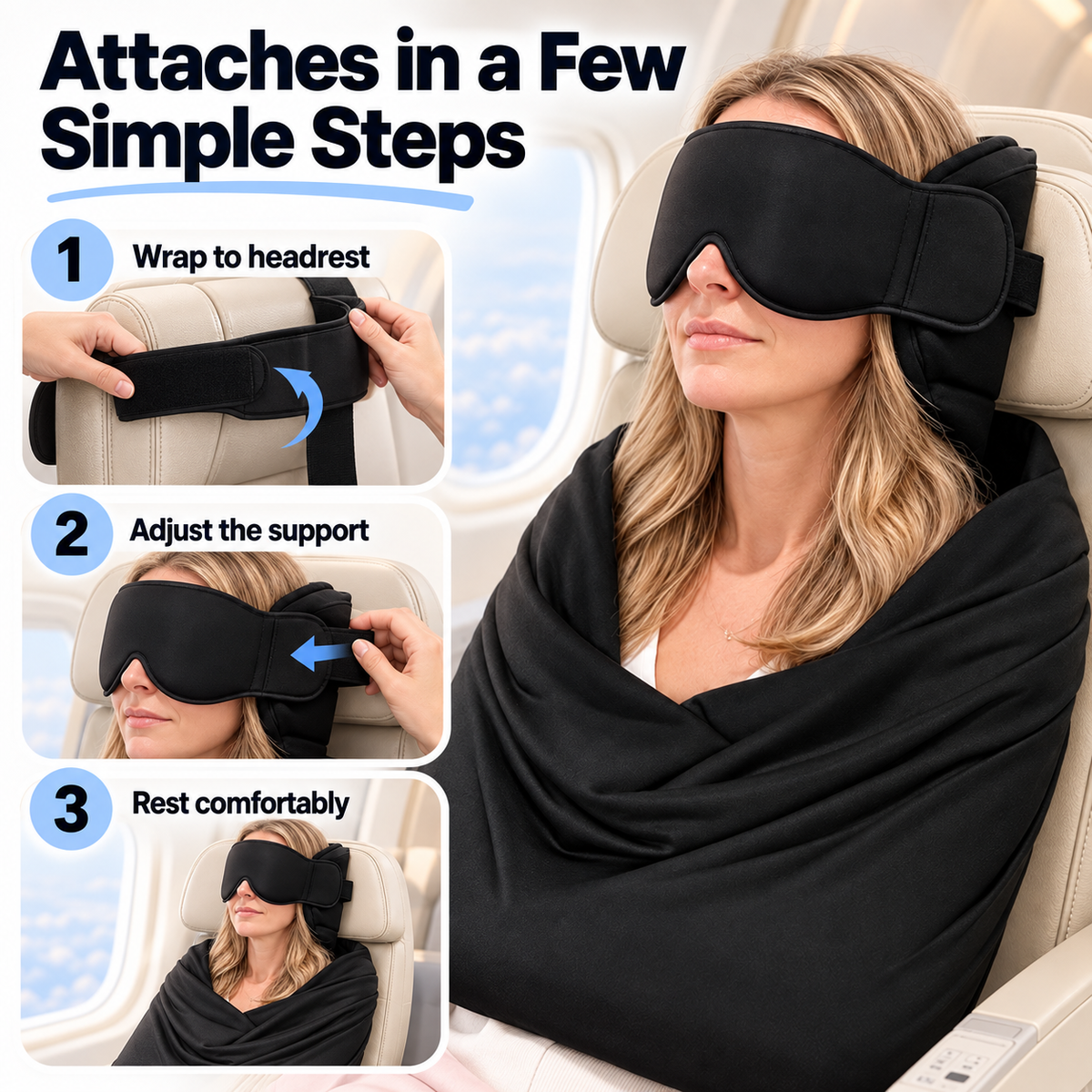 ✈️ 3-in-1 Full Support Travel Kit – Rest Better on Every Flight 😴💤