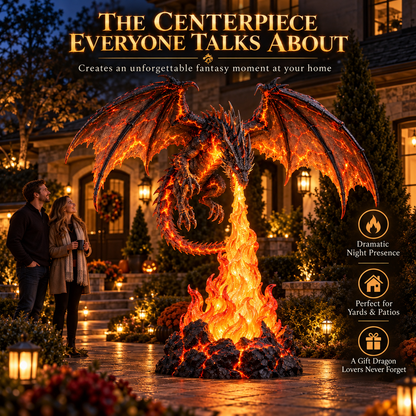 🐉🔥 Fire-Breathing Dragon Lighted Statue | Molten Lava Fantasy Outdoor Décor, Gothic Garden Display & Dragon Lover Gift