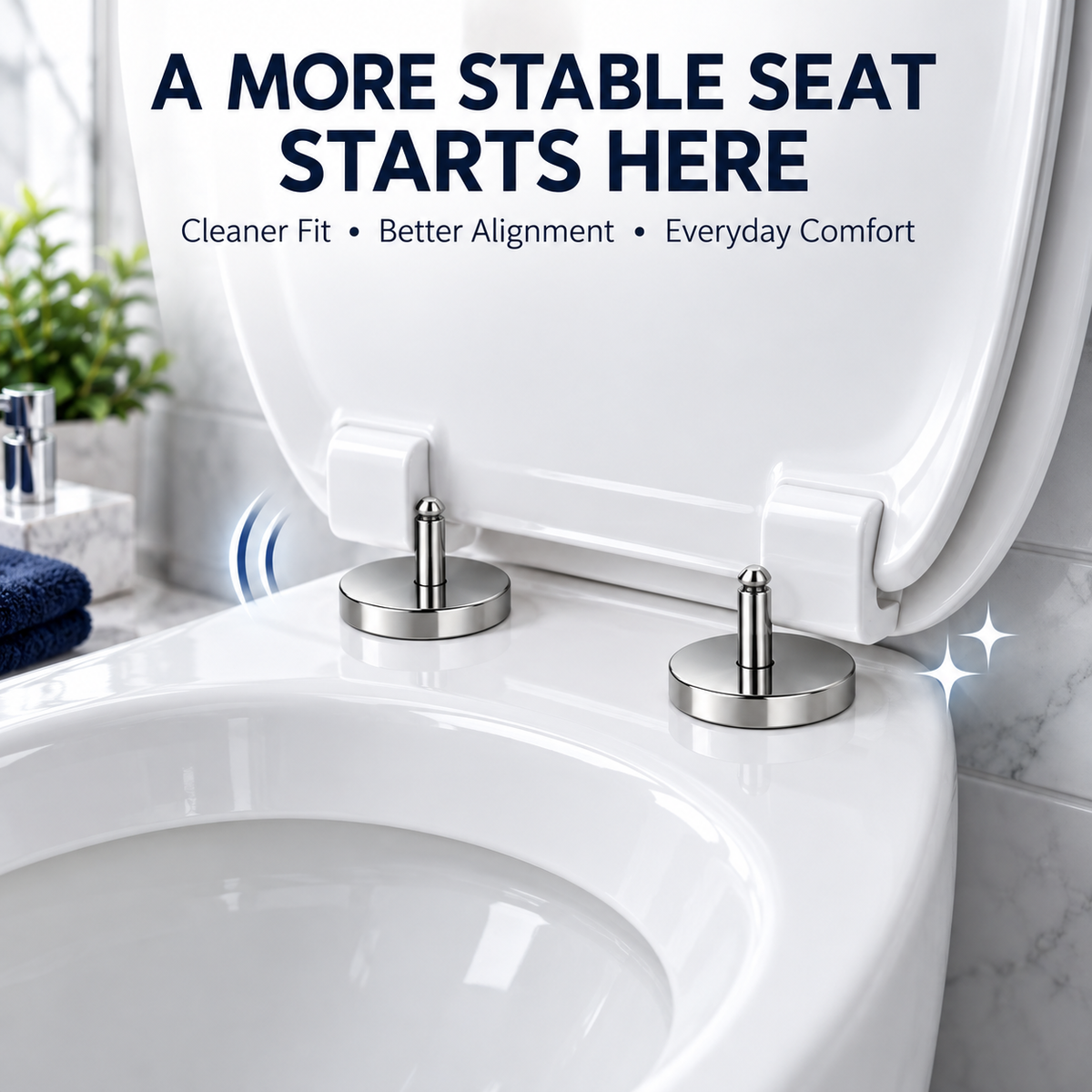 🚽 Stop the Wobble™ Toilet Seat Hinge Repair Kit – Adjustable Top-Fix Replacement Set