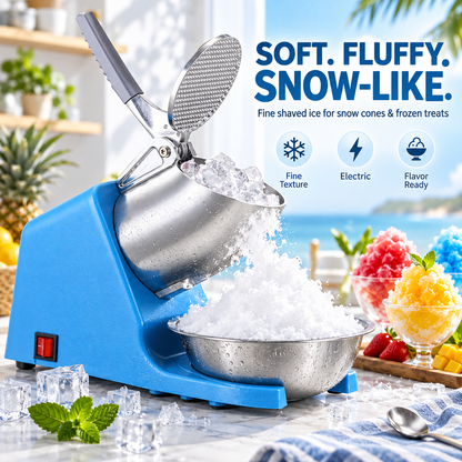 🍧 Electric Snow Cone & Shaved Ice Maker – 4 Blade Options for Fine to Coarse Ice