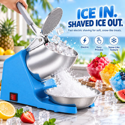 🍧 Electric Snow Cone & Shaved Ice Maker – 4 Blade Options for Fine to Coarse Ice