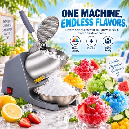 🍧 Electric Snow Cone & Shaved Ice Maker – 4 Blade Options for Fine to Coarse Ice
