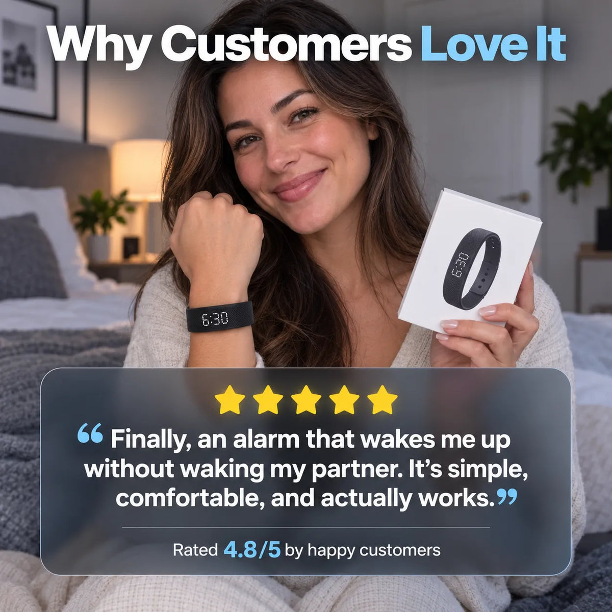 🎁Silent Vibration Alarm Clock – Wearable Wake-Up Band for Heavy Sleepers