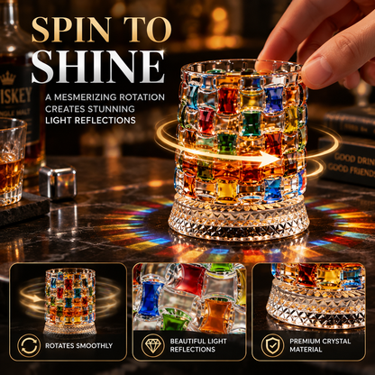 🥃 Rotating Crystal Whiskey Glass – Turn Every Pour Into A Luxury Experience