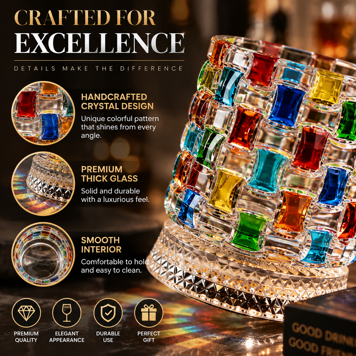 🥃 Rotating Crystal Whiskey Glass – Turn Every Pour Into A Luxury Experience