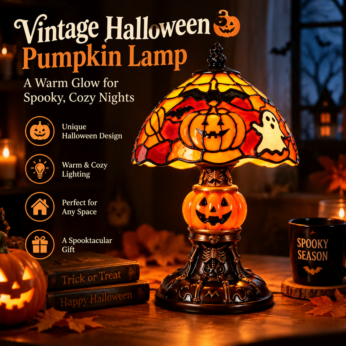 🎃 Vintage Halloween Pumpkin Lamp – Create A Cozy Haunted Glow For Your Home