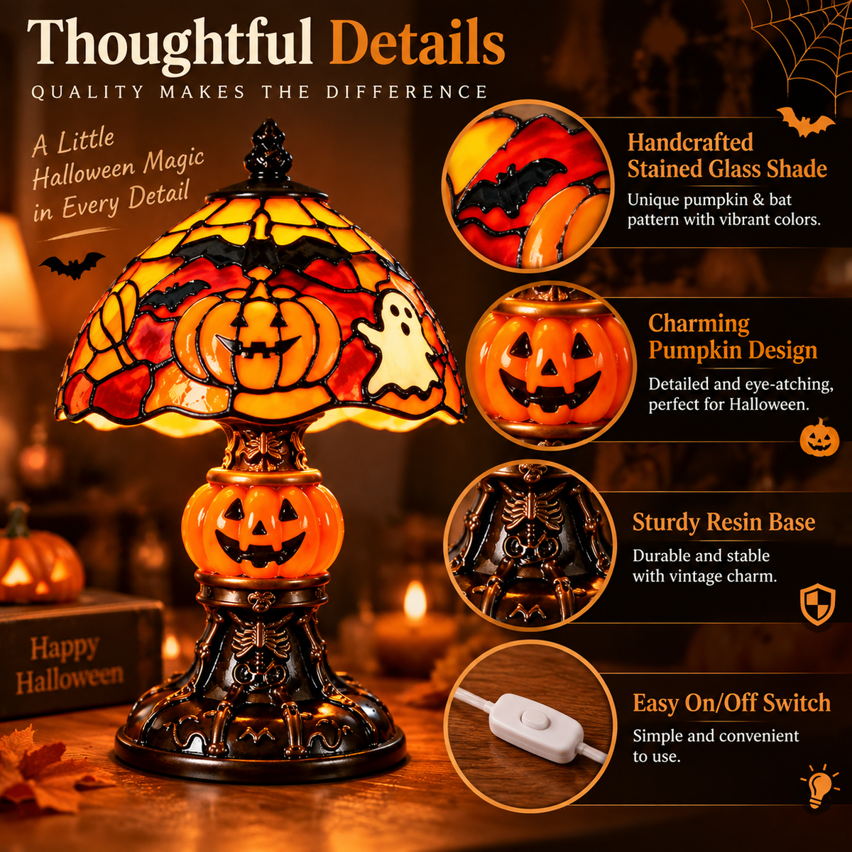 🎃 Vintage Halloween Pumpkin Lamp – Create A Cozy Haunted Glow For Your Home