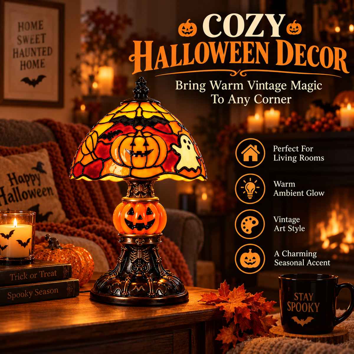 🎃 Vintage Halloween Pumpkin Lamp – Create A Cozy Haunted Glow For Your Home