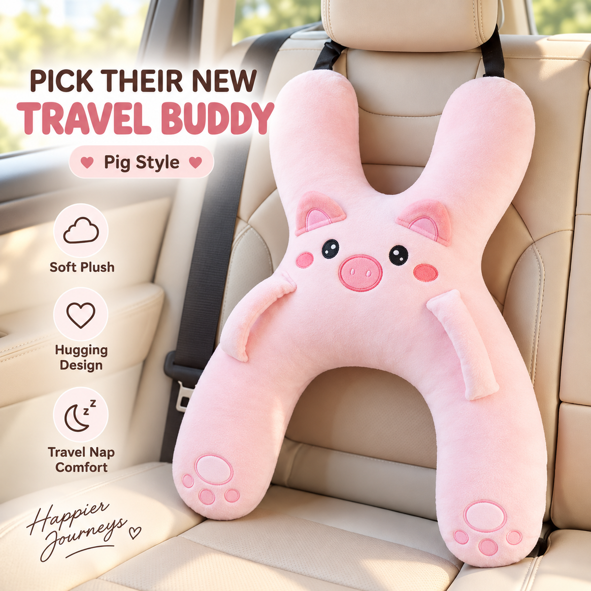 🧸 Kids Car Sleep Buddy™ – Full-Body Travel Pillow for Cozy Road-Trip Naps