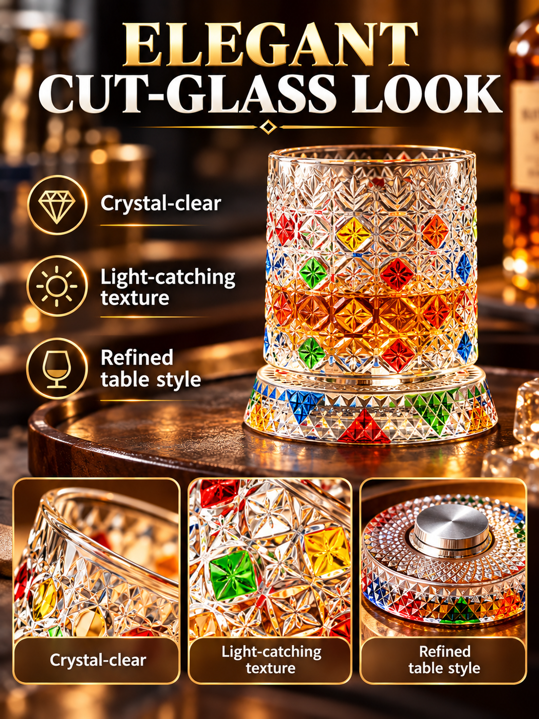 🎁🔥Luxury 360° Spinning Crystal Glass