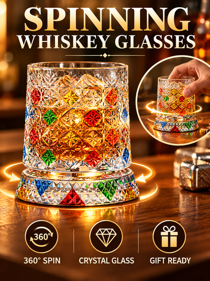 🎁🔥Luxury 360° Spinning Crystal Glass