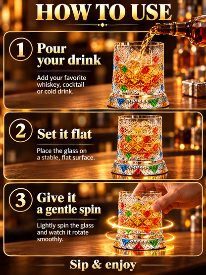 🎁🔥Luxury 360° Spinning Crystal Glass