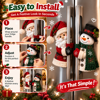 ✨ Bring Christmas Cheer Home – Festive Santa & Snowman Refrigerator Handle Decor