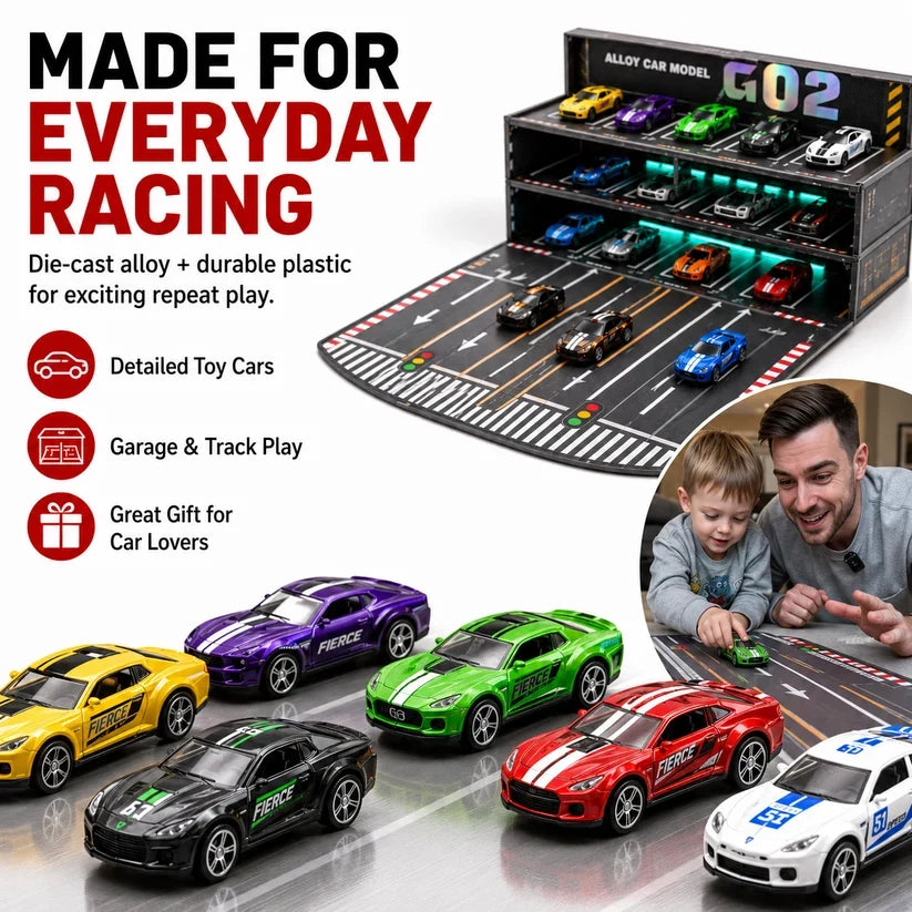 🏎️ 24/48-Car Fold-Out Racing Garage Set – Pull-Back Cars, Light-Up Parking & Portable Track !!!🎁