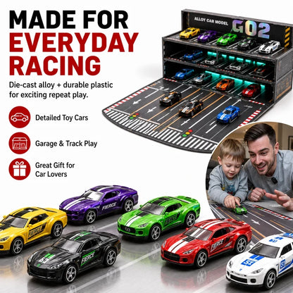 🏎️ 24/48-Car Fold-Out Racing Garage Set – Pull-Back Cars, Light-Up Parking & Portable Track !!!🎁