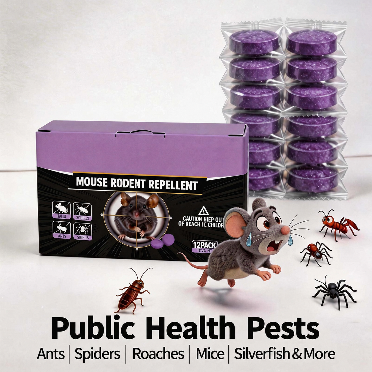 🛡️ Multi-Pest Repellent Tablets – Keep Mice, Roaches, Ants, Spiders & More Away
