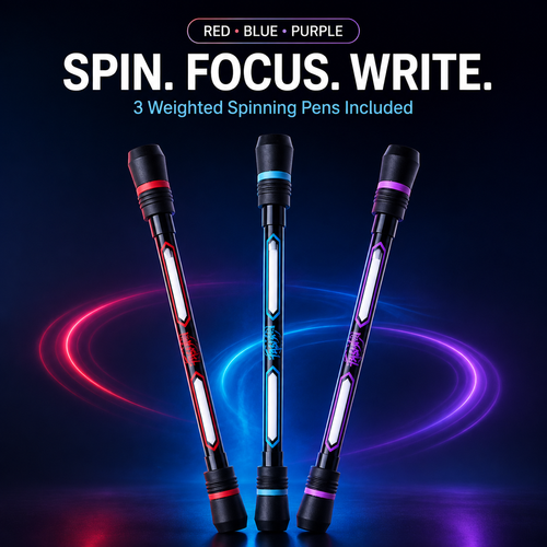 🌀 3-Pack Weighted Spinning Fidget Pens – Spin, Focus & Write