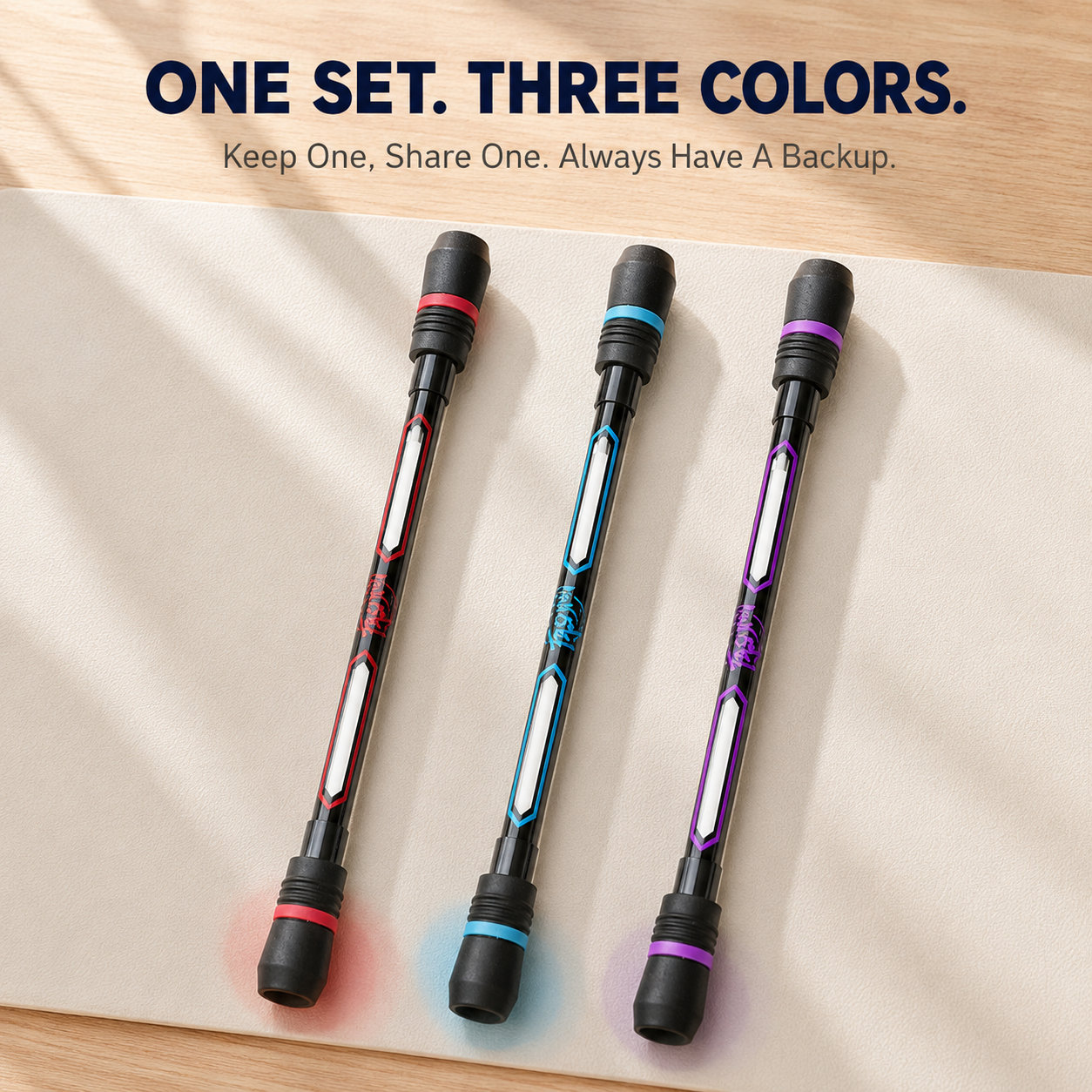 🌀 3-Pack Weighted Spinning Fidget Pens – Spin, Focus & Write