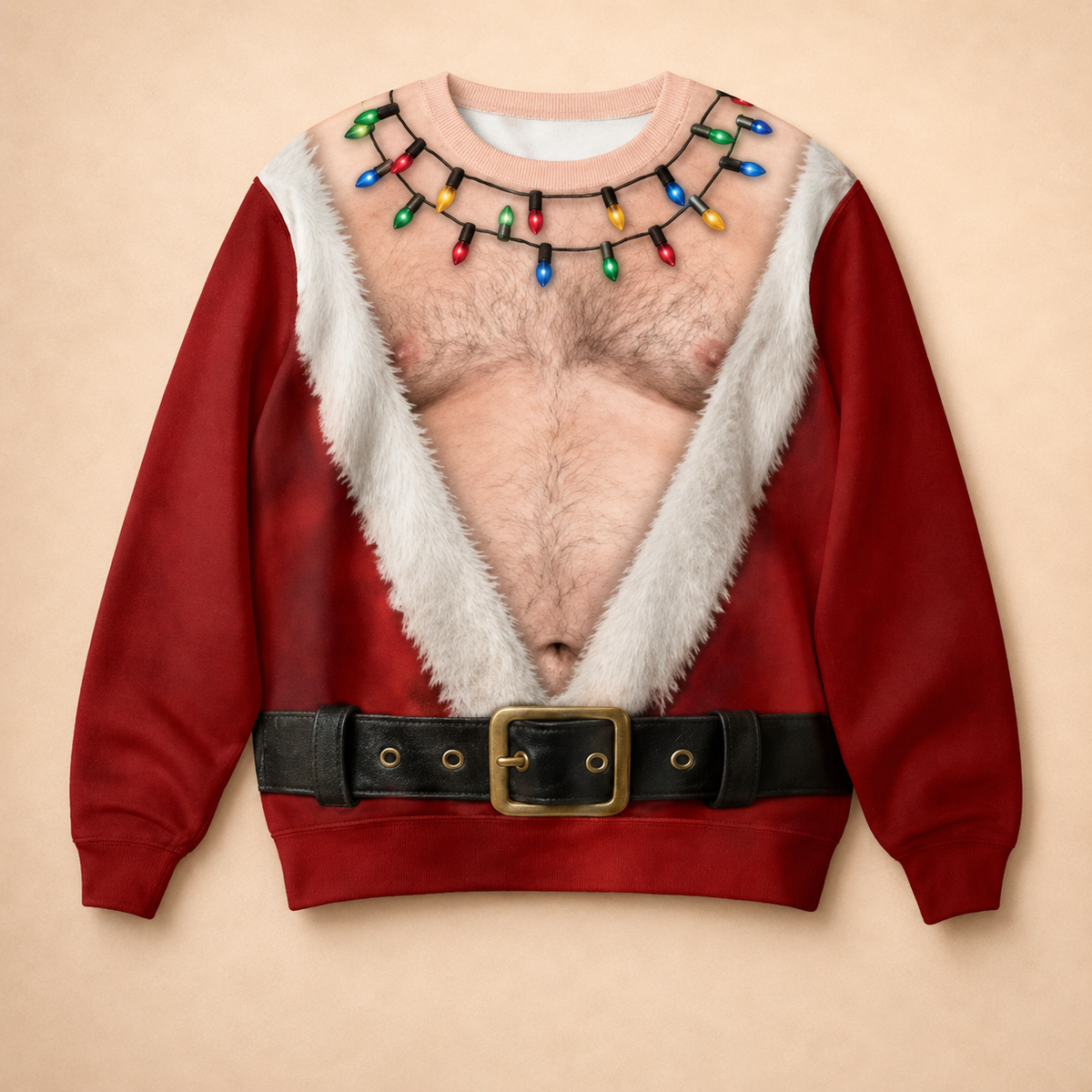 🎅 Be the Life of the Christmas Party! Hilarious Hairy Chest Santa Ugly Sweater 🎄✨