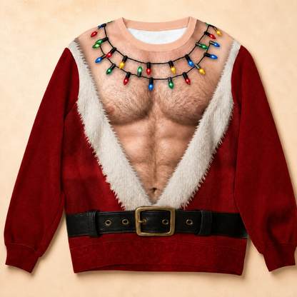 🎅 Be the Life of the Christmas Party! Hilarious Hairy Chest Santa Ugly Sweater 🎄✨