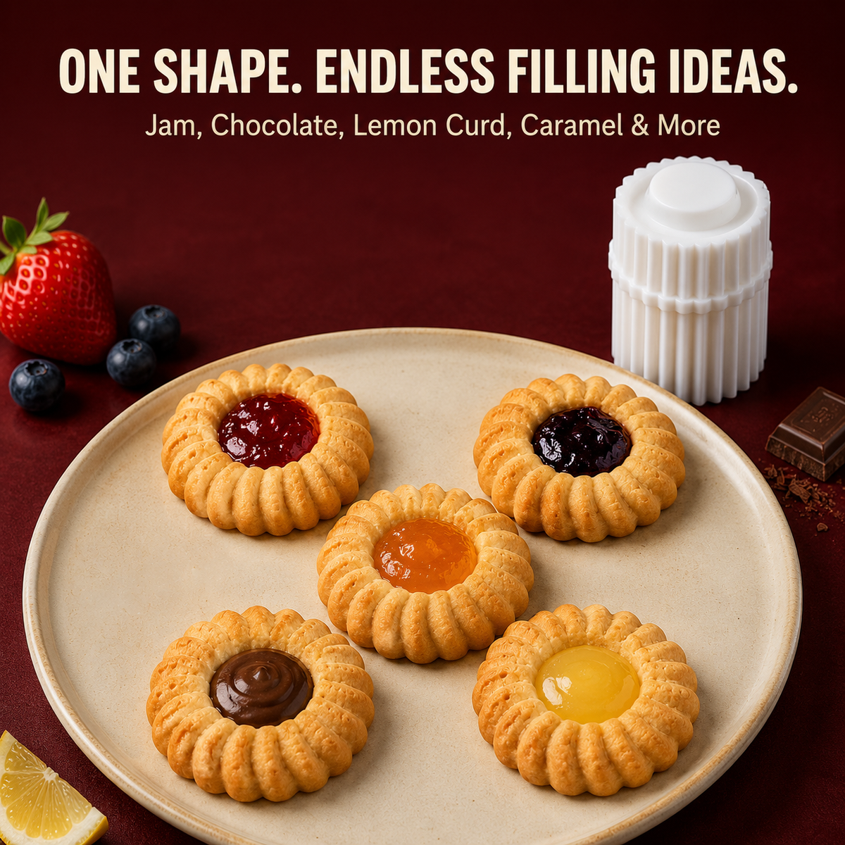 🍓 Spiral Jam Cookie Press Mold – Beautiful Bakery-Style Cookies Made Easy