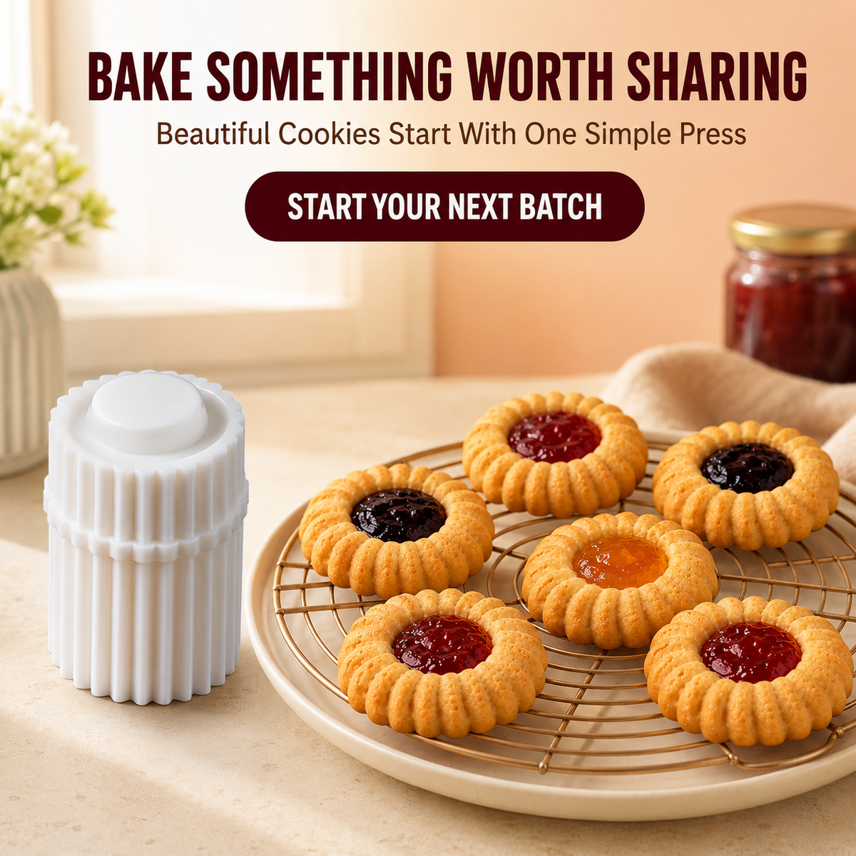 ✨ BUY 1 GET 1 FREE!🍓 Spiral Jam Cookie Press Mold – Beautiful Bakery-Style Cookies Made Easy!!!