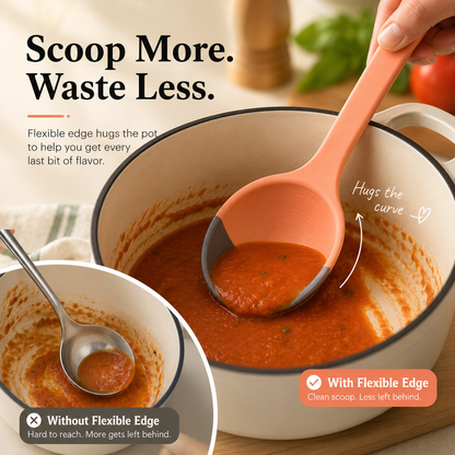 ✨ Soft Silicone Kitchen Ladle Spoon Set | Scratch-Free Cooking Tool