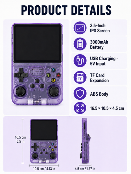 🎮 Retro Handheld Game Console 🕹️🔥 Portable 3.5 Inch IPS Gaming Device with 3500mAh Battery