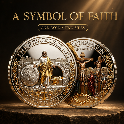 ✝️ 4PC Double-Sided Crucifixion & Resurrection Commemorative Coin – Christian Faith Keepsake & Easter Gift