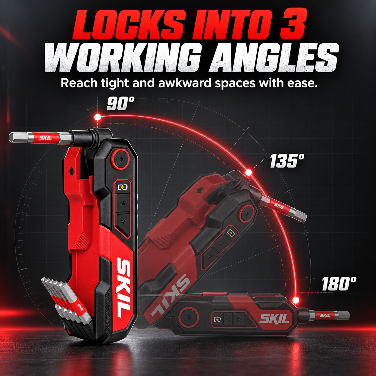 ⚡ Powered Hex Key Driver Kit – 3-Angle Folding Head, LED Light & 27-Piece Bit Set