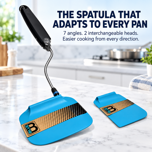 🍳 7-Angle Adjustable Spatula Set – 2 Interchangeable Heads for Flipping, Scraping & Serving