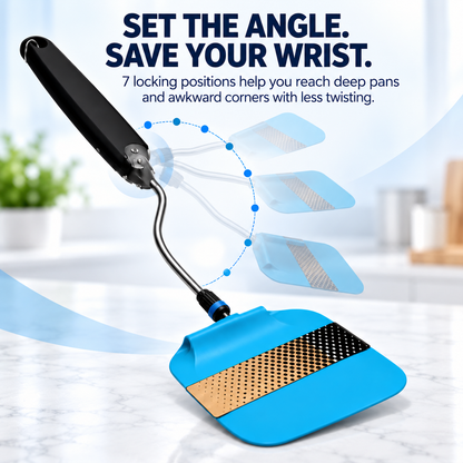 🍳 7-Angle Adjustable Spatula Set – 2 Interchangeable Heads for Flipping, Scraping & Serving
