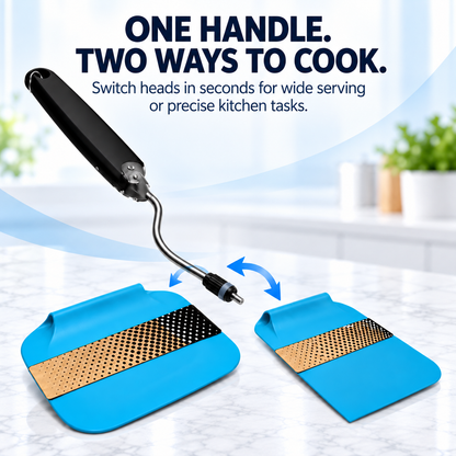 🍳 7-Angle Adjustable Spatula Set – 2 Interchangeable Heads for Flipping, Scraping & Serving