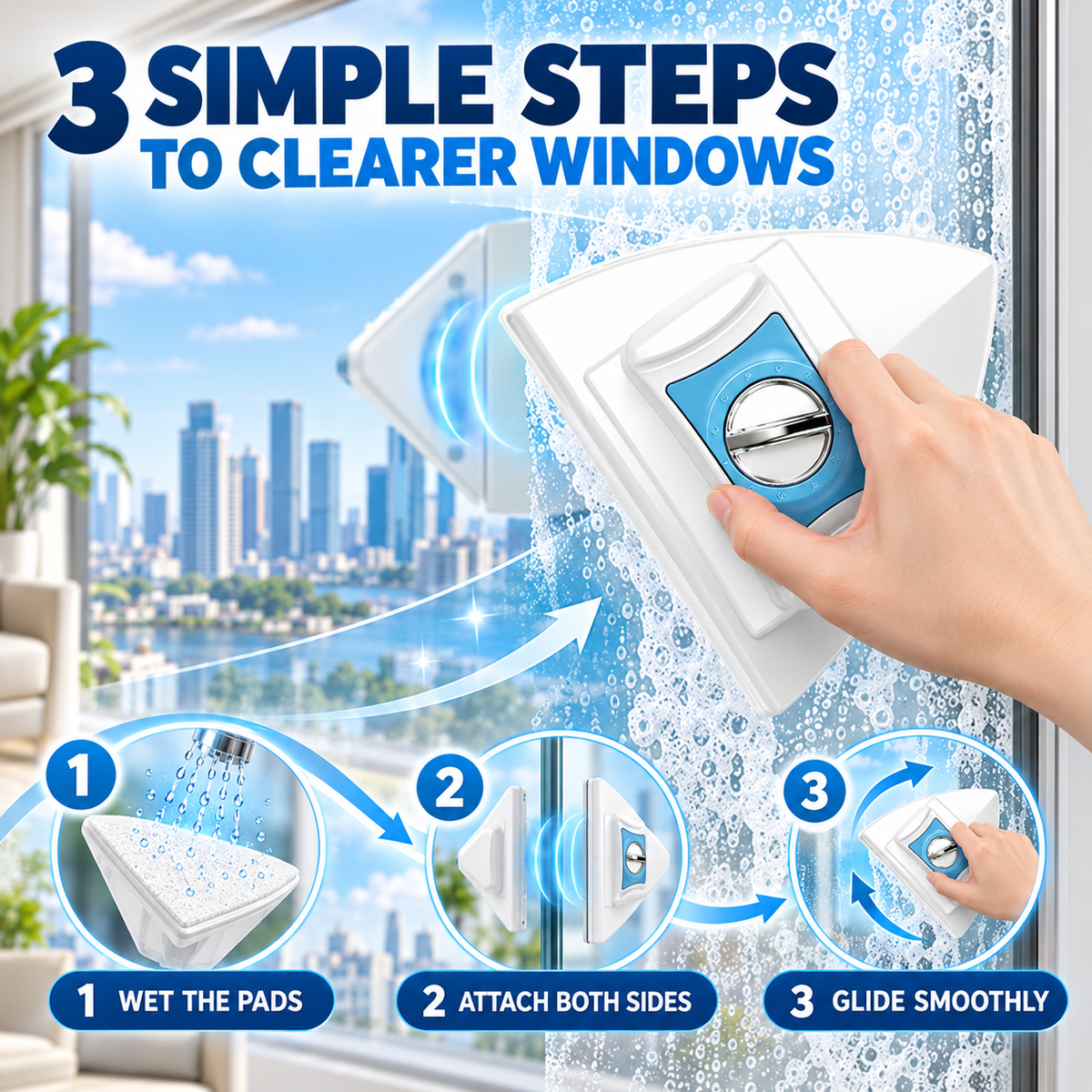 🪟 Double-Sided Magnetic Window Cleaner – Clean Outside Glass Without Leaning Out the Window