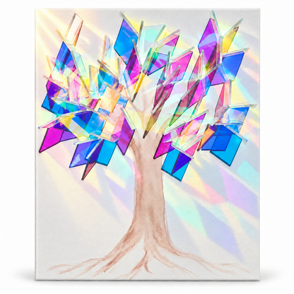 🌈 Prismatic Sun-Catcher Tree Wall Art – 3D Iridescent Home Decor