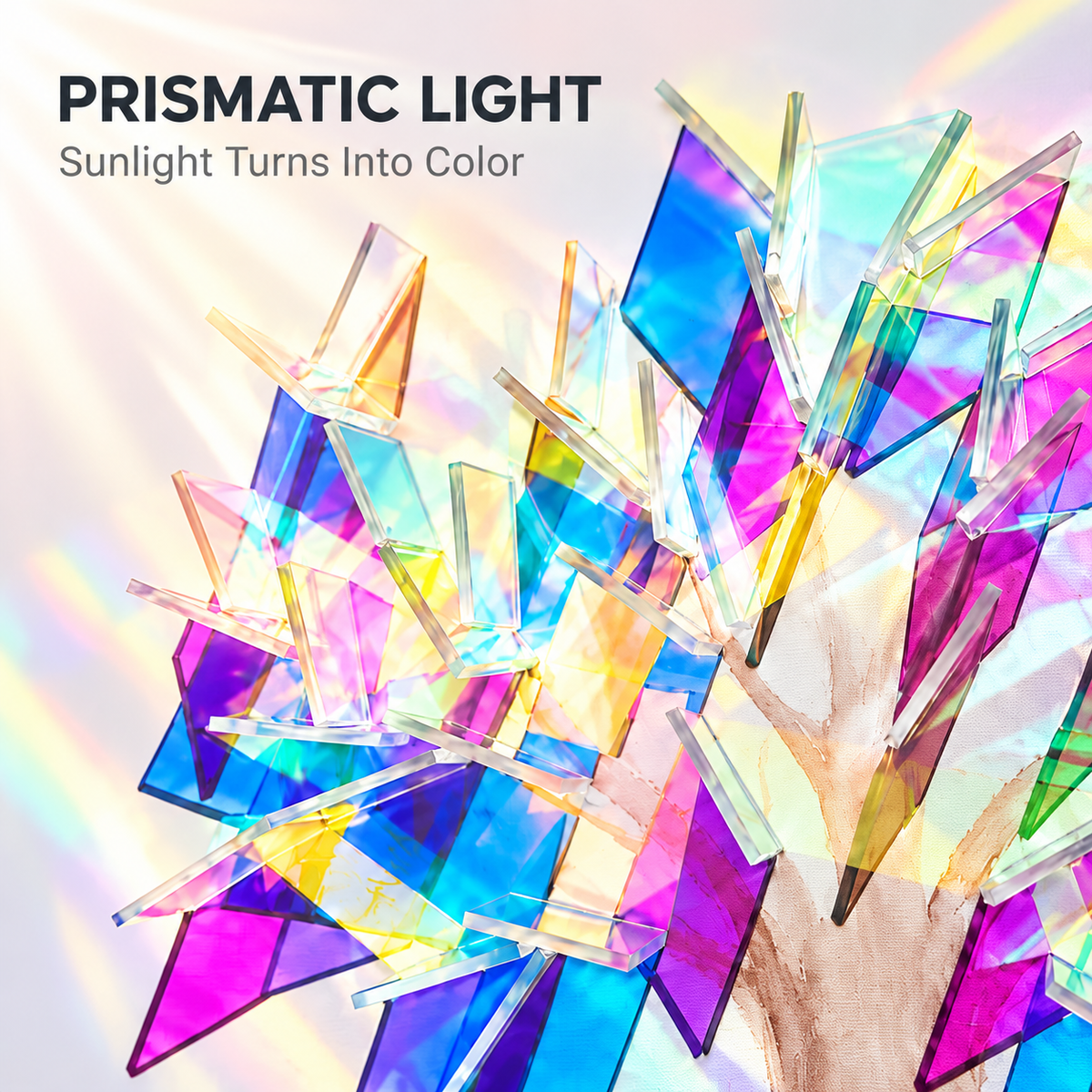 🌈 Prismatic Sun-Catcher Tree Wall Art – 3D Iridescent Home Decor