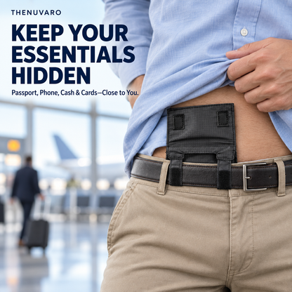 🛡 Hidden Belt Travel Wallet – Concealed Passport, Phone, Cash & Card Pouch