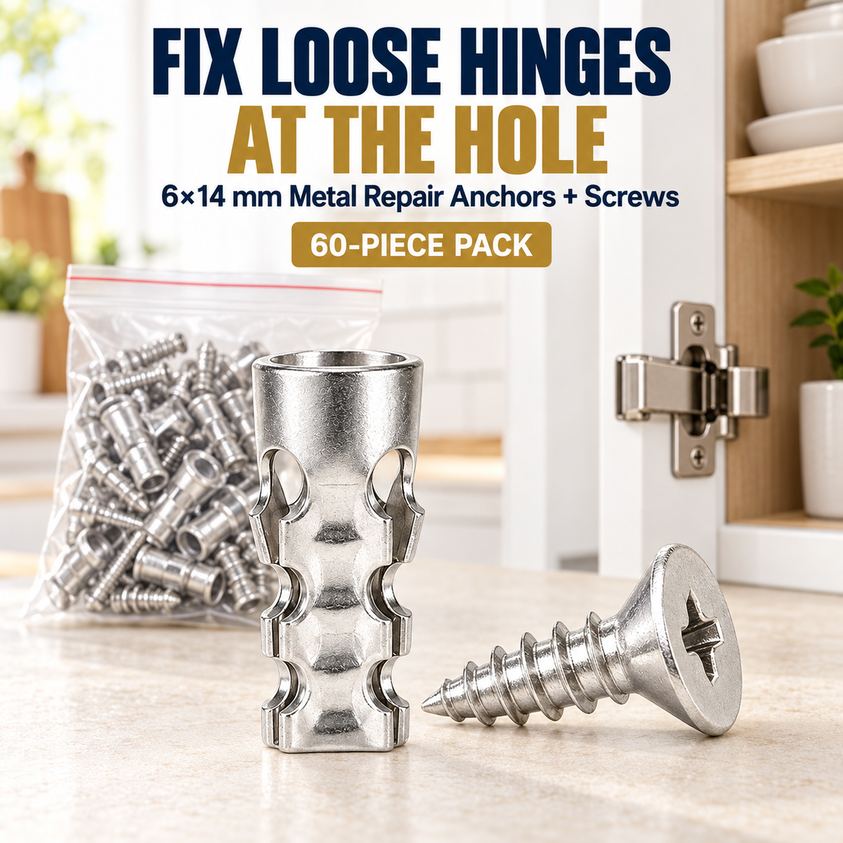 🔩 50% OFF Cabinet Hinge Hole Repair Anchors – Fix Loose Hinges Without Replacing the Door