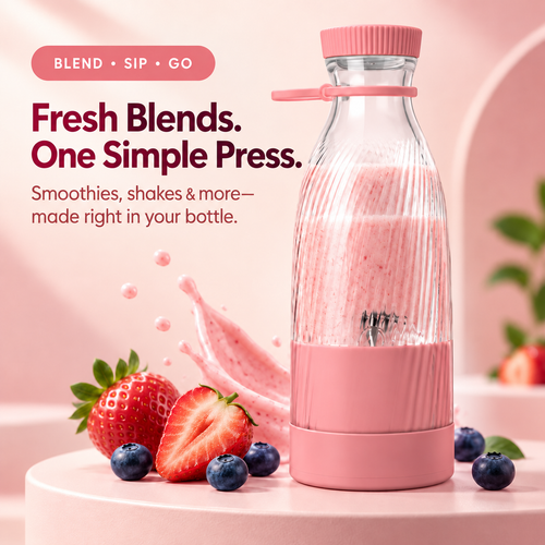 🥤 Portable Blend & Go Smoothie Bottle – One-Touch Shakes Anywhere