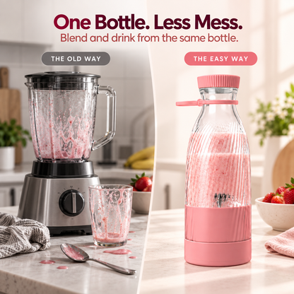 🥤 Portable Blend & Go Smoothie Bottle – One-Touch Shakes Anywhere