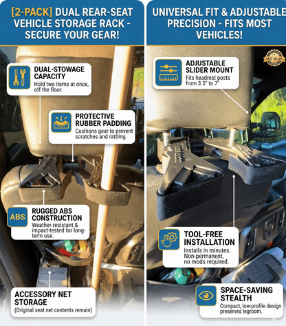 🚙 Rear-Seat Gear Organizer – Adjustable Dual-Position Headrest Storage Rack