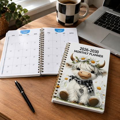 🐮 2026–2030 Highland Cow Monthly Planner – 5-Year Calendar
