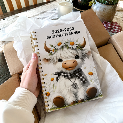 🐮 2026–2030 Highland Cow Monthly Planner – 5-Year Calendar