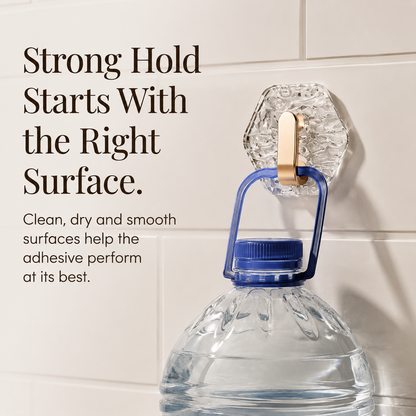 Glacier Ripple No-Drill Adhesive Hooks – Crystal-Look Decorative Wall Storage