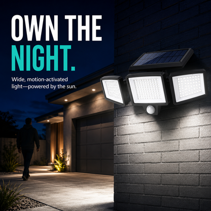 Brighten Every Corner 💡 TriBeam 2500LM Solar Motion Security Light with Remote
