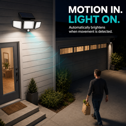 Brighten Every Corner 💡 TriBeam 2500LM Solar Motion Security Light with Remote
