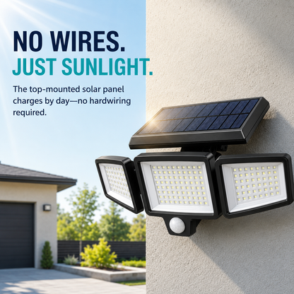 Brighten Every Corner 💡 TriBeam 2500LM Solar Motion Security Light with Remote